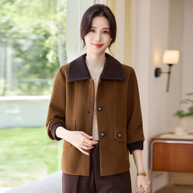 13812171.妈妈装高级感翻领休闲针织厚外套JXW2678