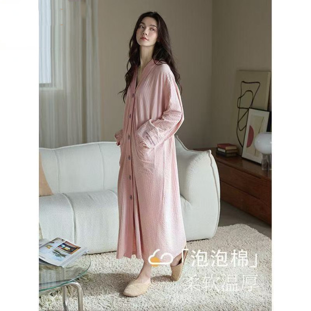13817592.品彩【云朵棉】简约高级感睡裙女开衫V领家居服55540