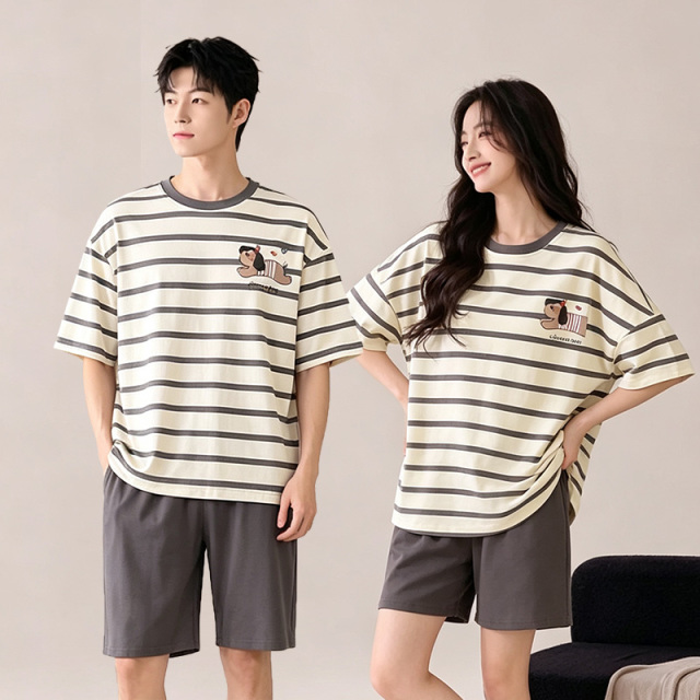 13817619.品彩【高品质.深睡眠】卡通可爱情侣家居服休闲舒适短袖短裤套装91812