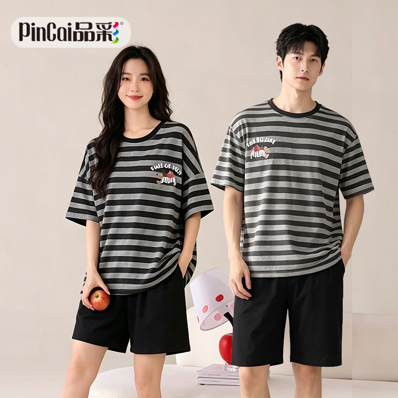 13817621.品彩【高品质.深睡眠】卡通可爱情侣家居服休闲舒适短袖短裤套装91814