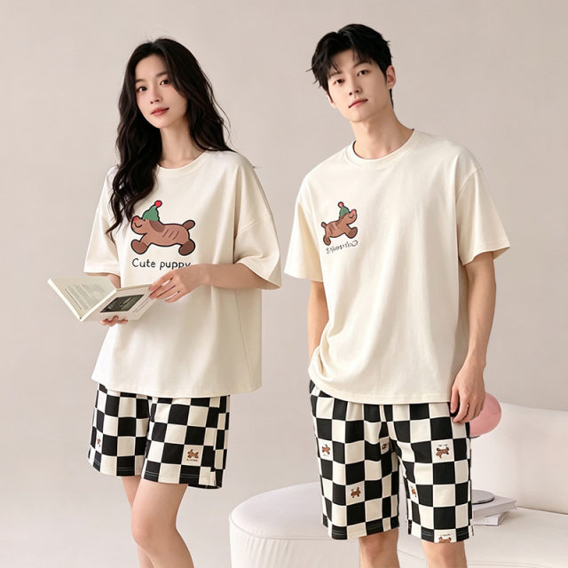 13817620.品彩【高品质.深睡眠】卡通可爱情侣家居服休闲舒适短袖短裤套装91813