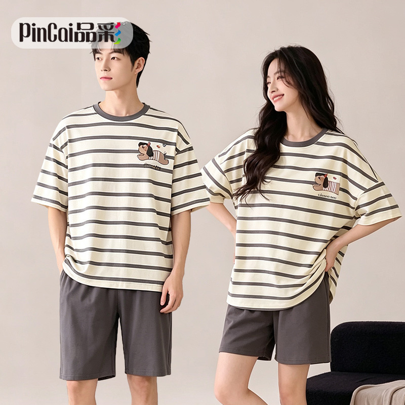 13817619.品彩【高品质.深睡眠】卡通可爱情侣家居服休闲舒适短袖短裤套装91812