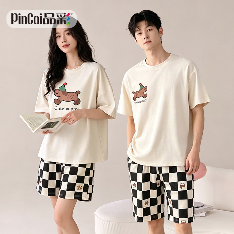 13817620.品彩【高品质.深睡眠】卡通可爱情侣家居服休闲舒适短袖短裤套装91813
