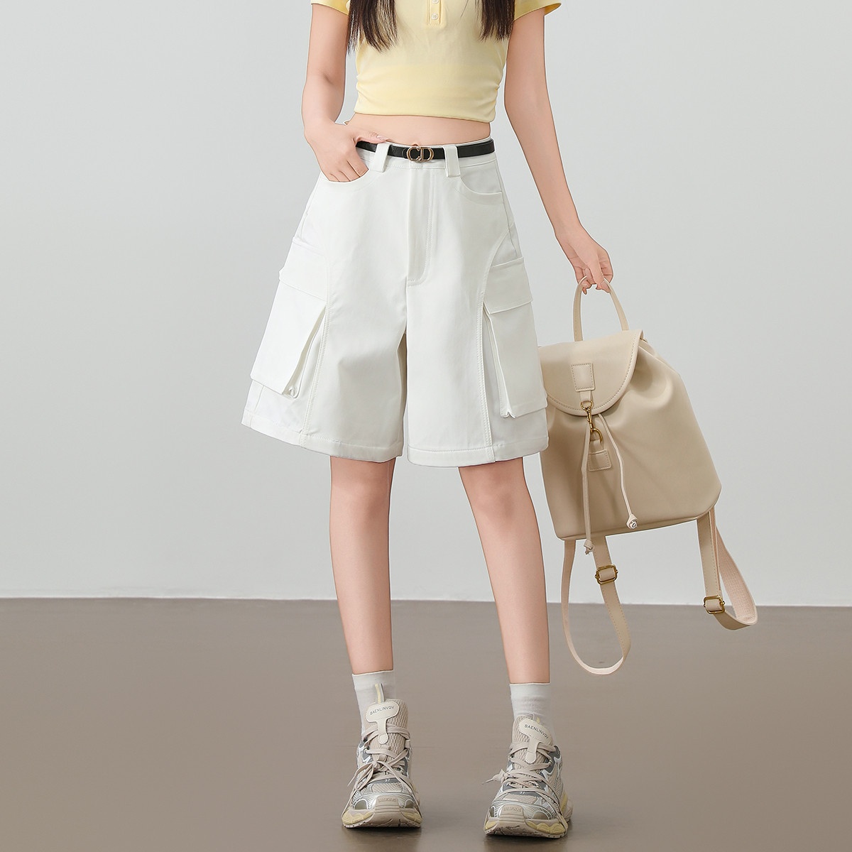 13817304.CHOCOOLATE工装休闲短裤夏季宽松阔腿五分裤女式中裤子