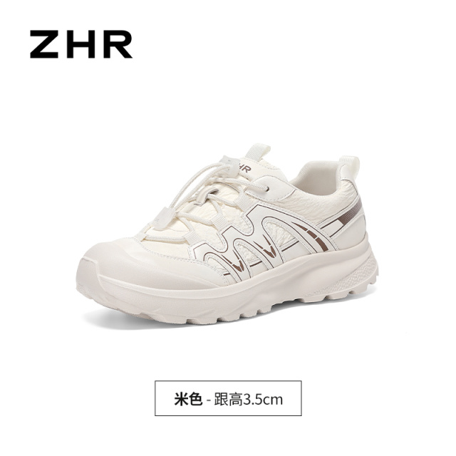 13823009.【ZHR则则】户外休闲鞋圆头系带厚底女鞋[猪皮软垫]