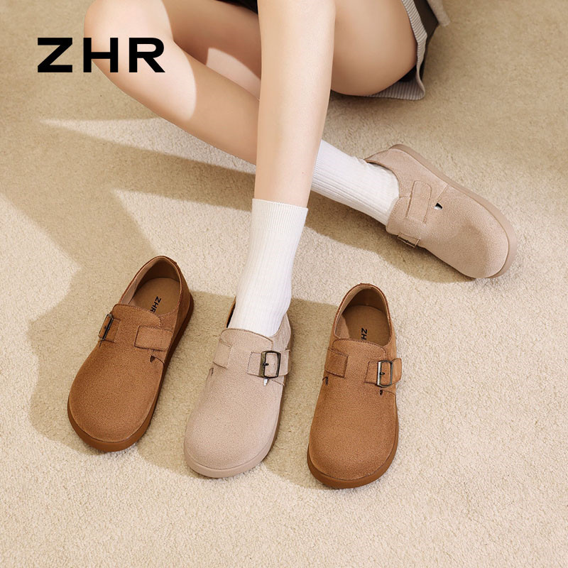 13823007.【ZHR则则】勃肯鞋圆头套脚平底女鞋[绒布]