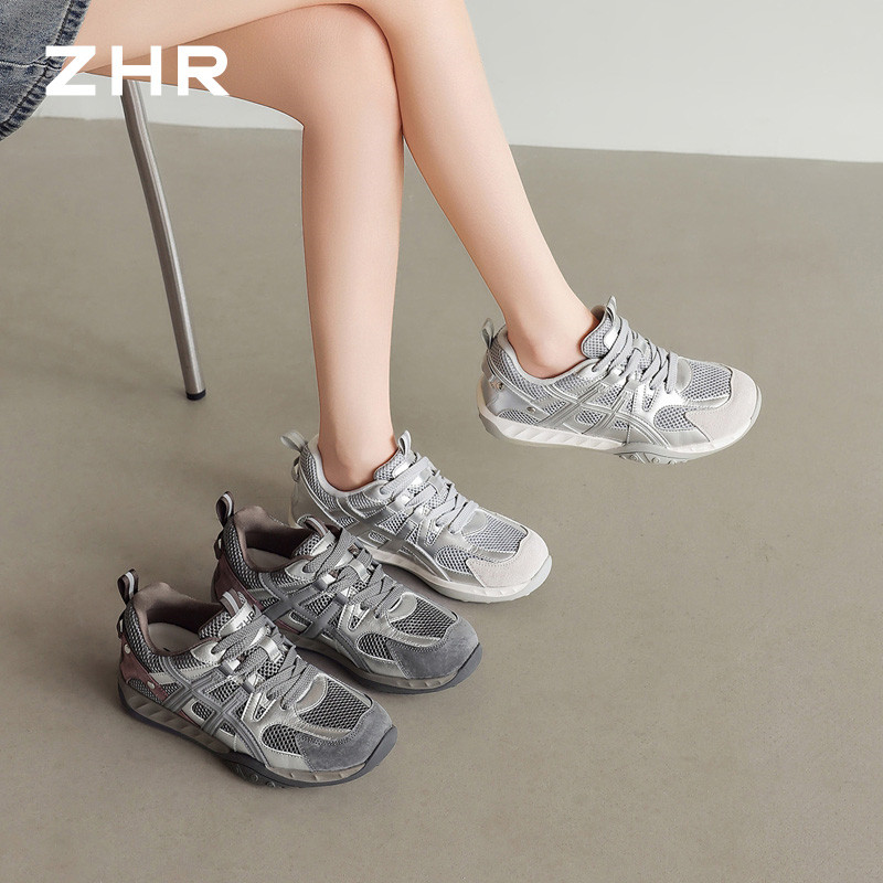 13823011.【ZHR则则】阿甘鞋圆头系带厚底女鞋[超纤+网布+猪巴戈]