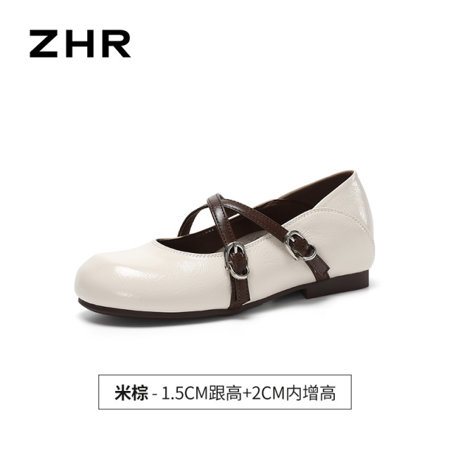 13823030.【ZHR则则】玛丽珍鞋圆头搭扣平底女鞋[PU]