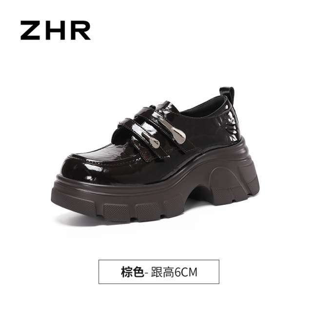 13823004.【ZHR则则】深口单鞋圆头魔术贴厚底女鞋[猪皮软垫]