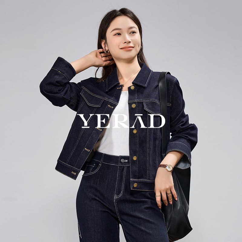 13823350.【娅丽达】时髦精致复古风牛仔外套女休闲百搭上衣女牛仔衣