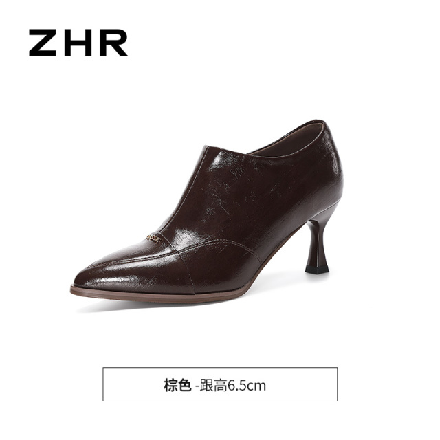 13822988.【ZHR则则】高跟靴尖头套脚细跟女鞋[PU]