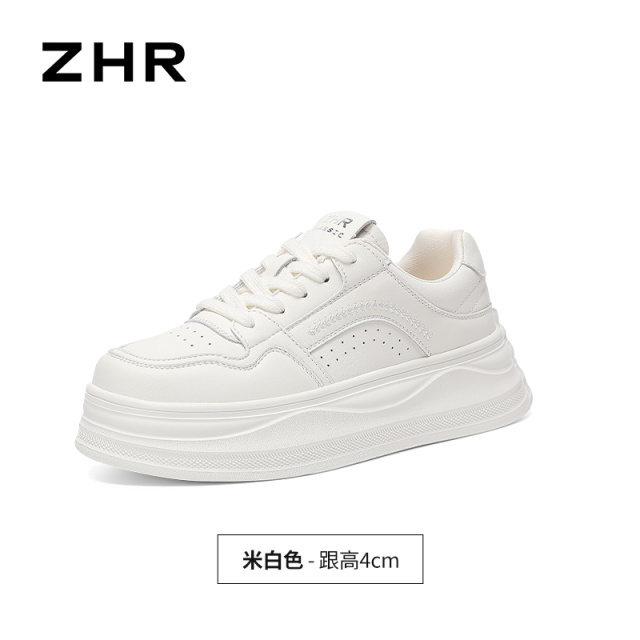 13823043.【ZHR则则】小白鞋圆头系带厚底女鞋[超纤]
