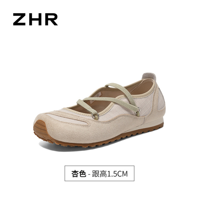 13823018.【ZHR则则】运动玛丽珍鞋圆头套脚平底女鞋[蒙古绒+布料]