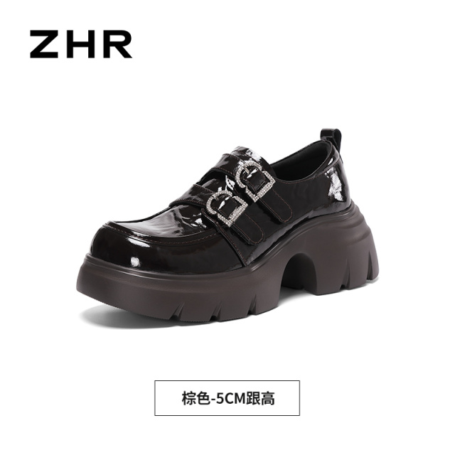 13823005.【ZHR则则】深口单鞋圆头搭扣厚底女鞋[猪皮软垫]