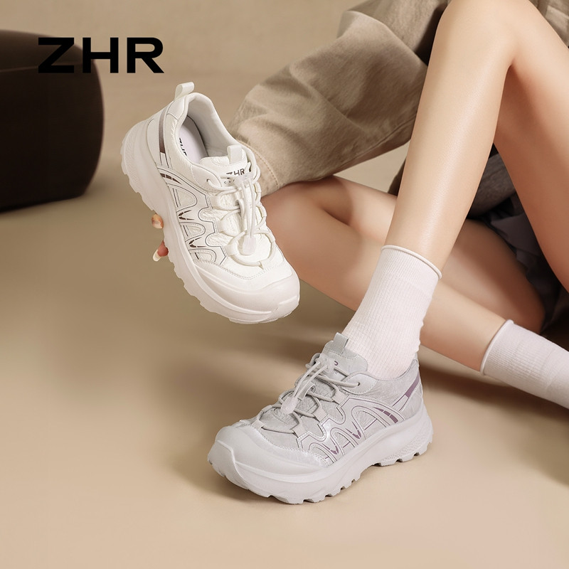 13823009.【ZHR则则】户外休闲鞋圆头系带厚底女鞋[猪皮软垫]
