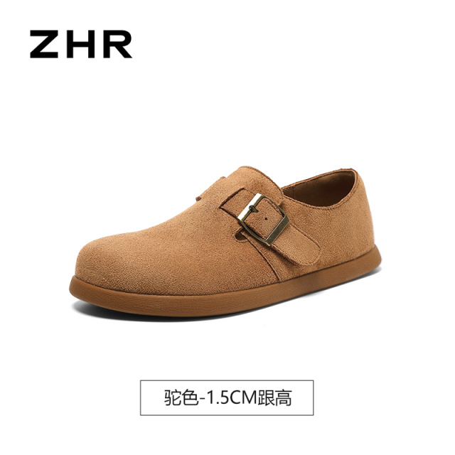 13823007.【ZHR则则】勃肯鞋圆头套脚平底女鞋[绒布]