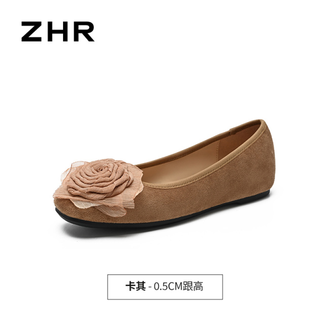 13823008.【ZHR则则】浅口圆头套脚平底女鞋[绒布]