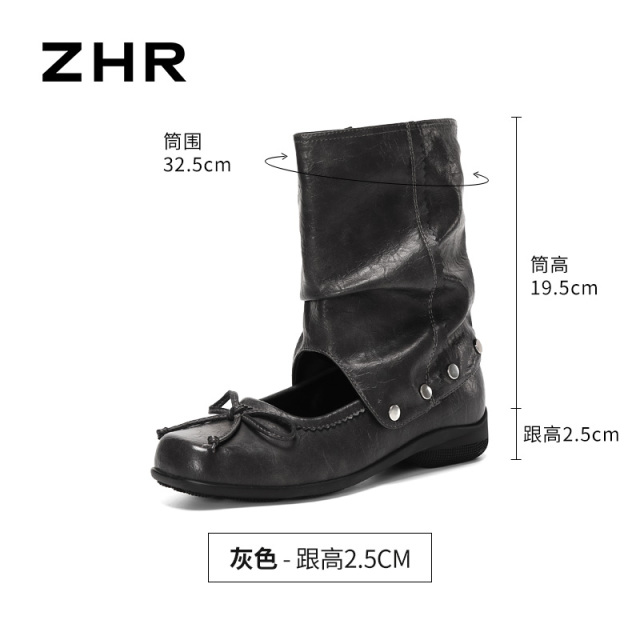 13822997.【ZHR则则】短靴圆头套脚厚底女鞋[PU]