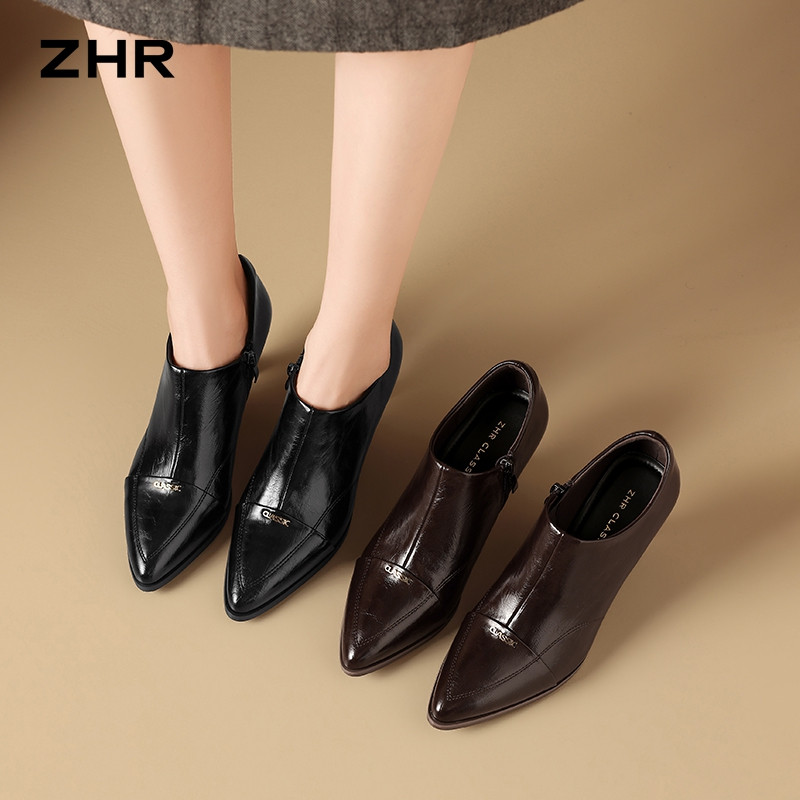 13822988.【ZHR则则】高跟靴尖头套脚细跟女鞋[PU]