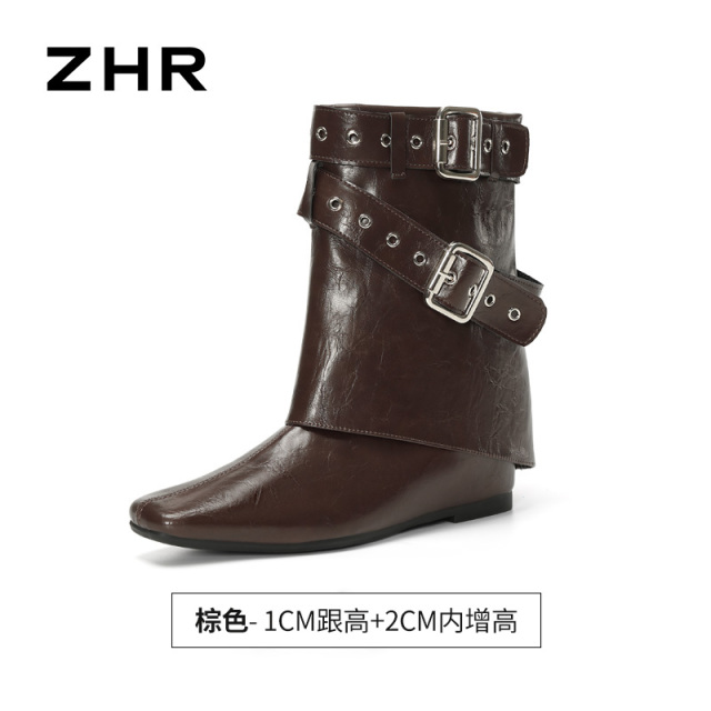 13822984.【ZHR则则】西部靴方头套脚厚底女鞋[PU]