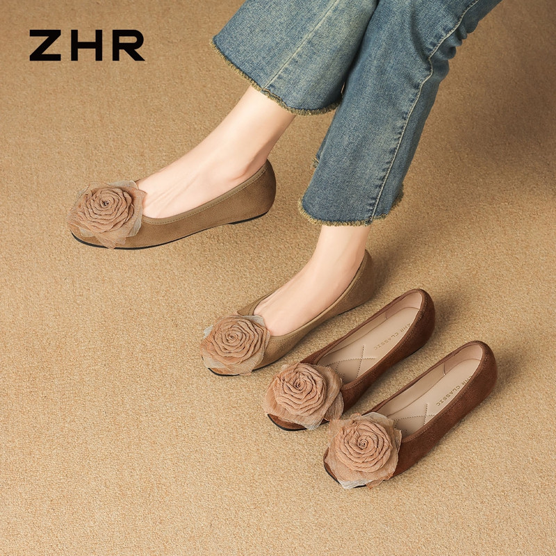 13823008.【ZHR则则】浅口圆头套脚平底女鞋[绒布]