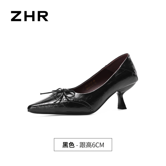13823029.【ZHR则则】高跟单鞋尖头套脚细跟女鞋[PU]