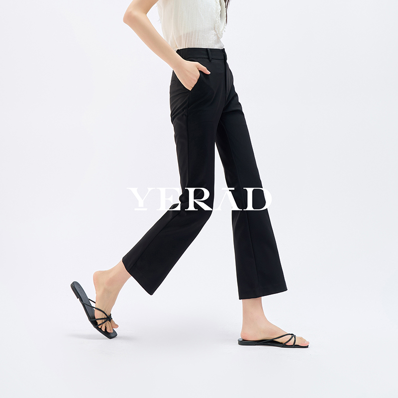 13821400.【娅丽达】早八通勤·微喇小黑裤百搭九分休闲喇叭裤女