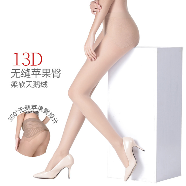 13823492.13D无缝苹果臀面膜耐穿天鹅绒连裤袜夏防走光连裤袜