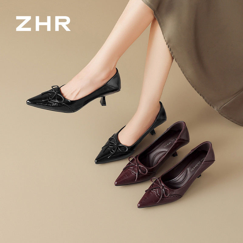 13823029.【ZHR则则】高跟单鞋尖头套脚细跟女鞋[PU]