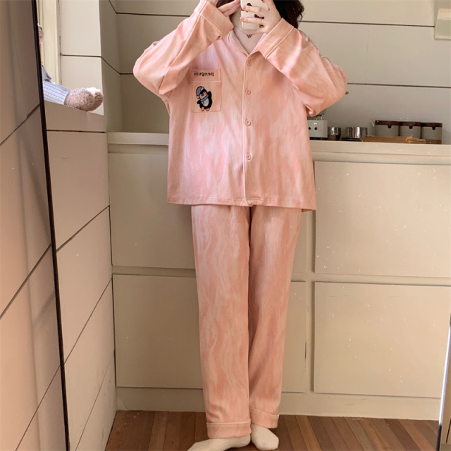 13819223.派邦奴秋冬季女款简约开衫纽扣款舒适长袖睡衣套装ck