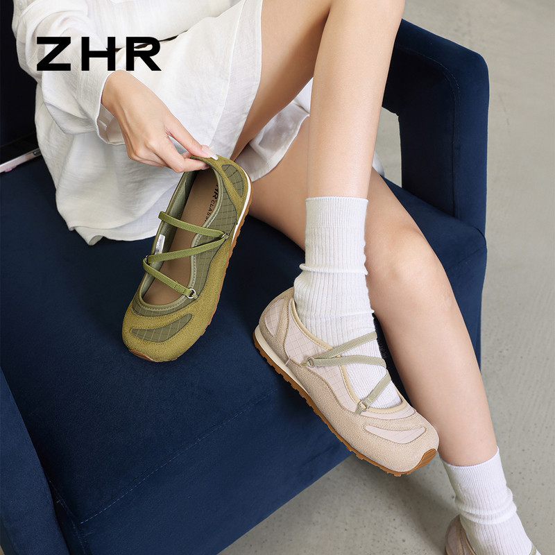 13823018.【ZHR则则】运动玛丽珍鞋圆头套脚平底女鞋[蒙古绒+布料]