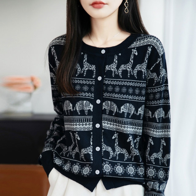 13824644.丹芙娅设计感法式提花针织开衫女外套毛衣2026新款秋冬洋气减龄毛衫上衣