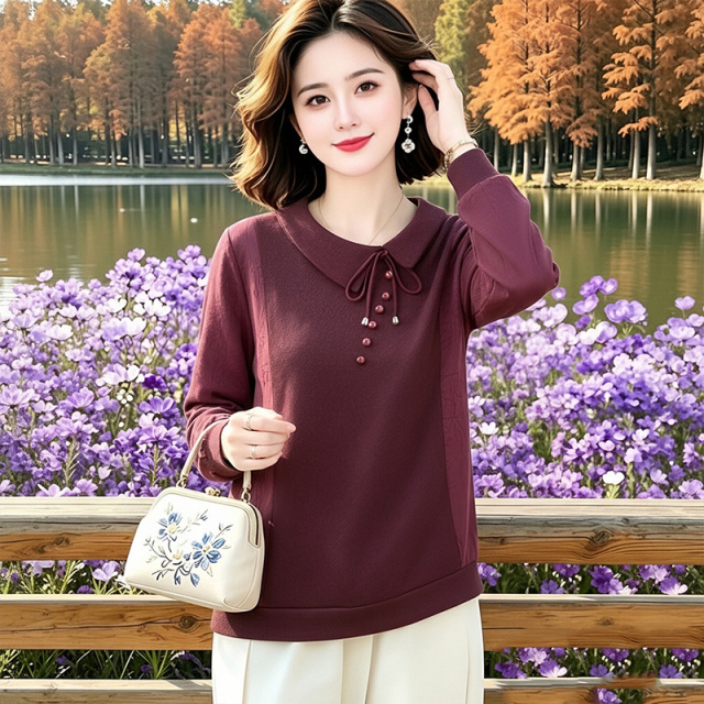 13831095.妈妈装设计感拼接撞色时尚长袖T恤B8HXSL2620