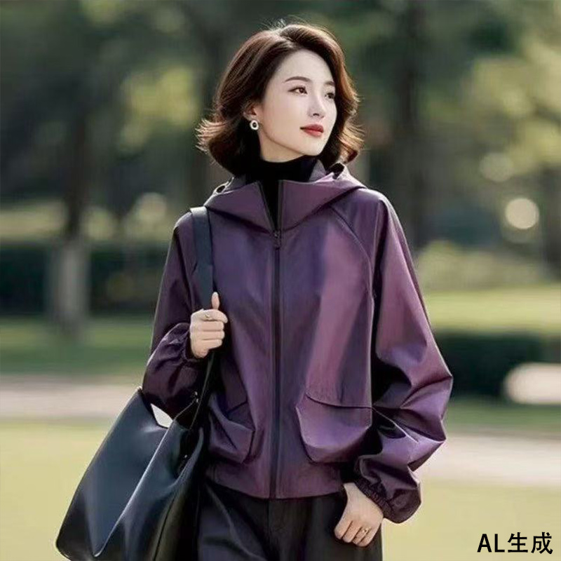 13831108.妈妈装休闲连帽时尚风衣外套B8HTX537