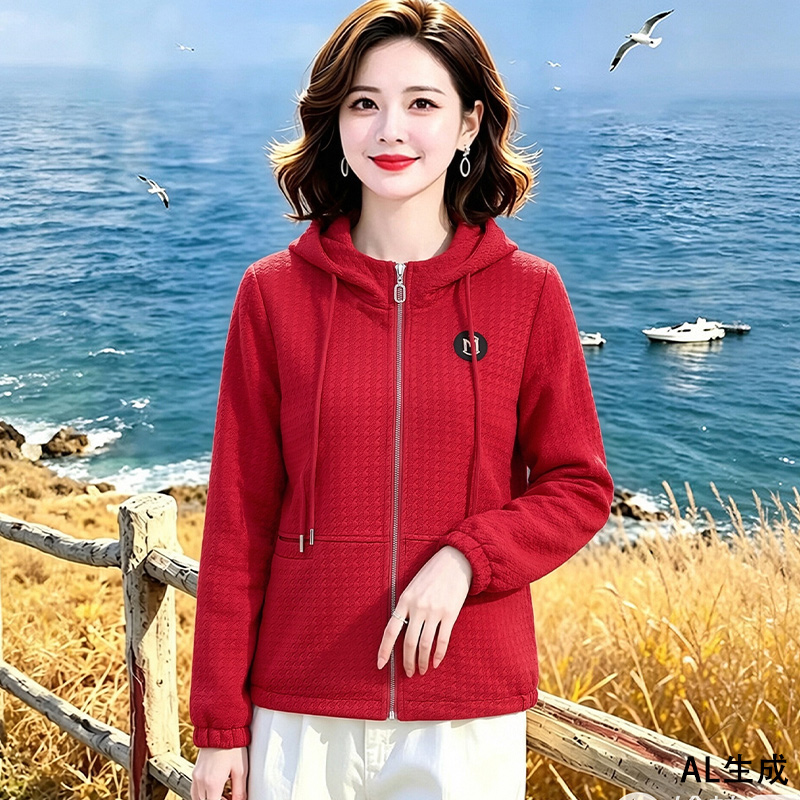 13831104.妈妈装休闲连帽时尚厚外套BBHM78091