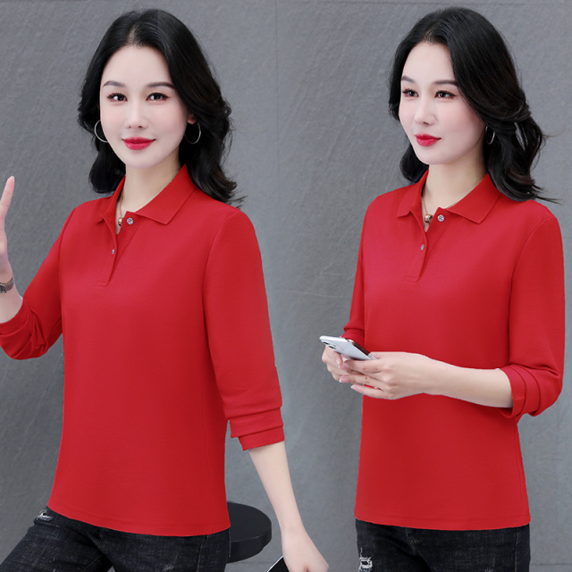 13832035.七玻威春秋上新女式时尚简约polo领百搭长袖【七玻威女装QD】