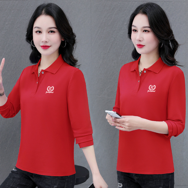 13832017.七玻威春秋上新女式时髦气质polo领百搭长袖【七玻威女装QD】
