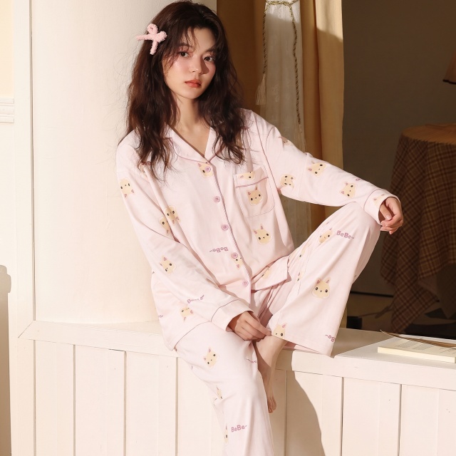 13836930.猫人睡衣女款新款高级感秋春季纯棉女士长袖轻眠家居服套装秋