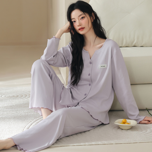 13836909.猫人纯棉睡衣女孩新款秋春舒适居家治愈系长袖家居服套装外穿