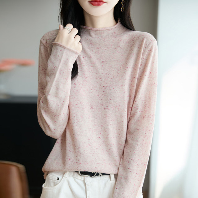 13836879.丹芙娅胖mm秋冬大码半高领女士毛衣遮肚子显瘦上衣内搭可外穿针织打底衫