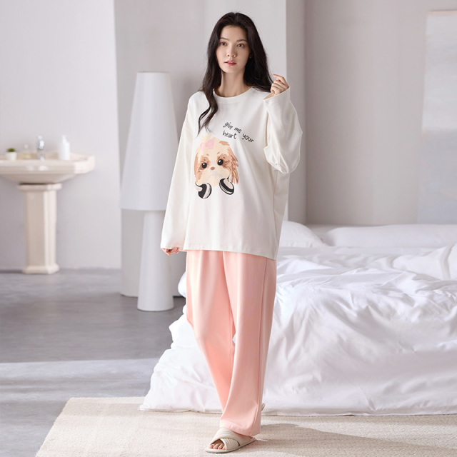 13837838.派邦奴纯棉亲肤时尚长袖秋季新款女生可外穿家居服fd