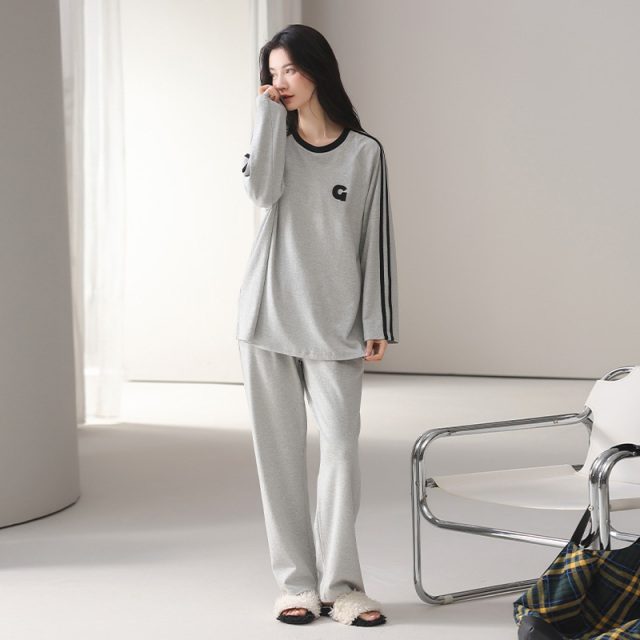 13837827.派邦奴纯棉运动居家简约长袖长裤秋季新款女生家居服fd