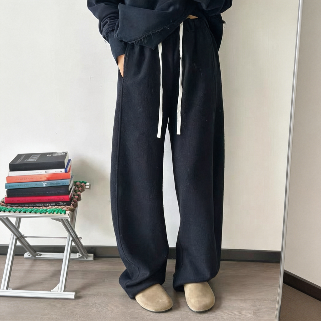 13838191.【雅薇吉】秋冬羊毛慵懶休闲风柚绳松紧腰香蕉裤