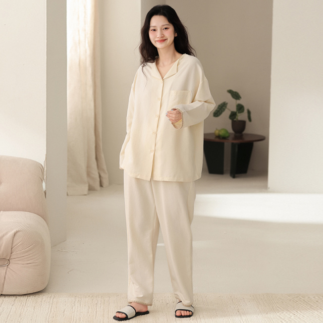 13838235.派邦奴春季女款云朵棉开衫情侣长袖长裤套装家居服fd