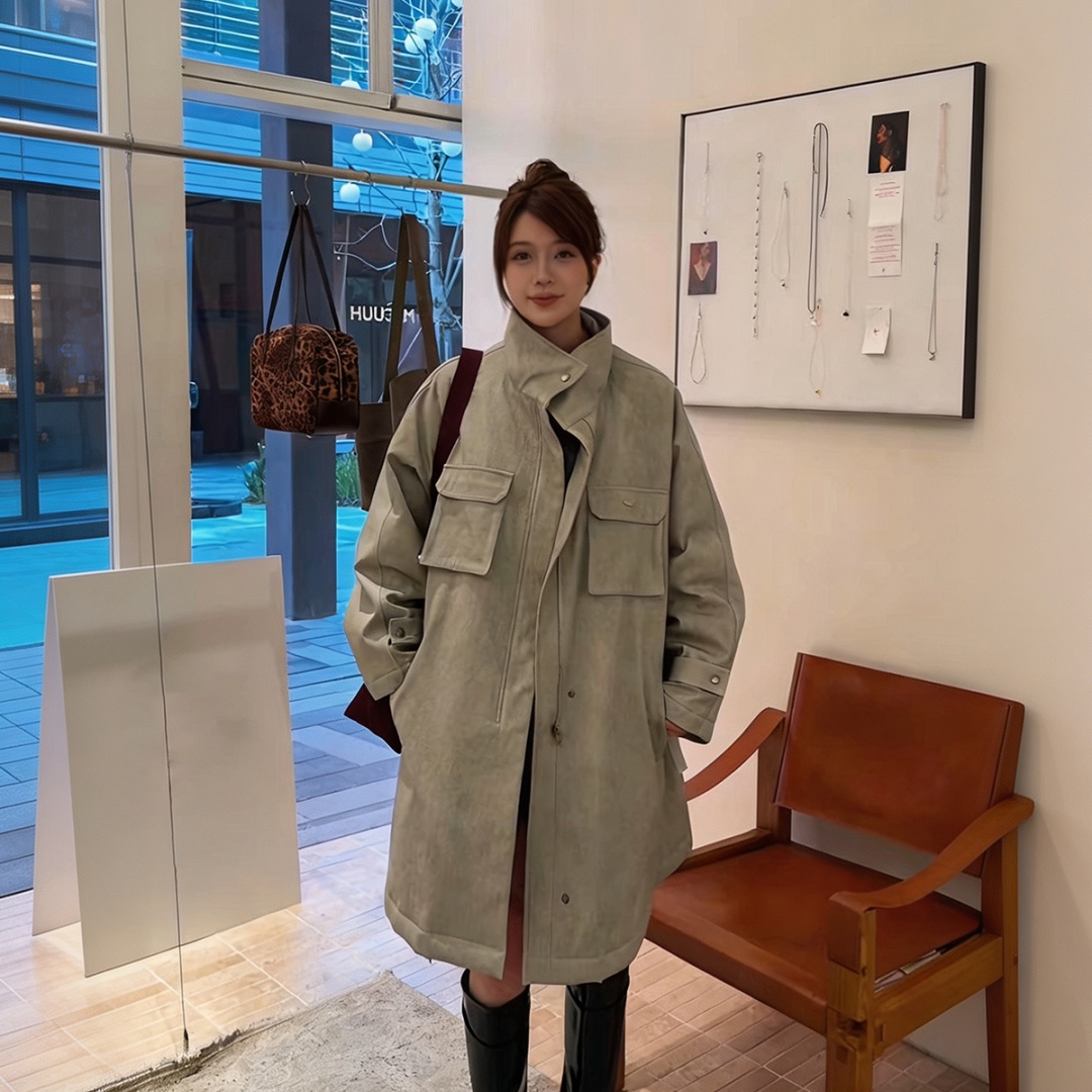 13838196.【雅薇吉】露思同款水墨喷染极简休闲风衣棉服