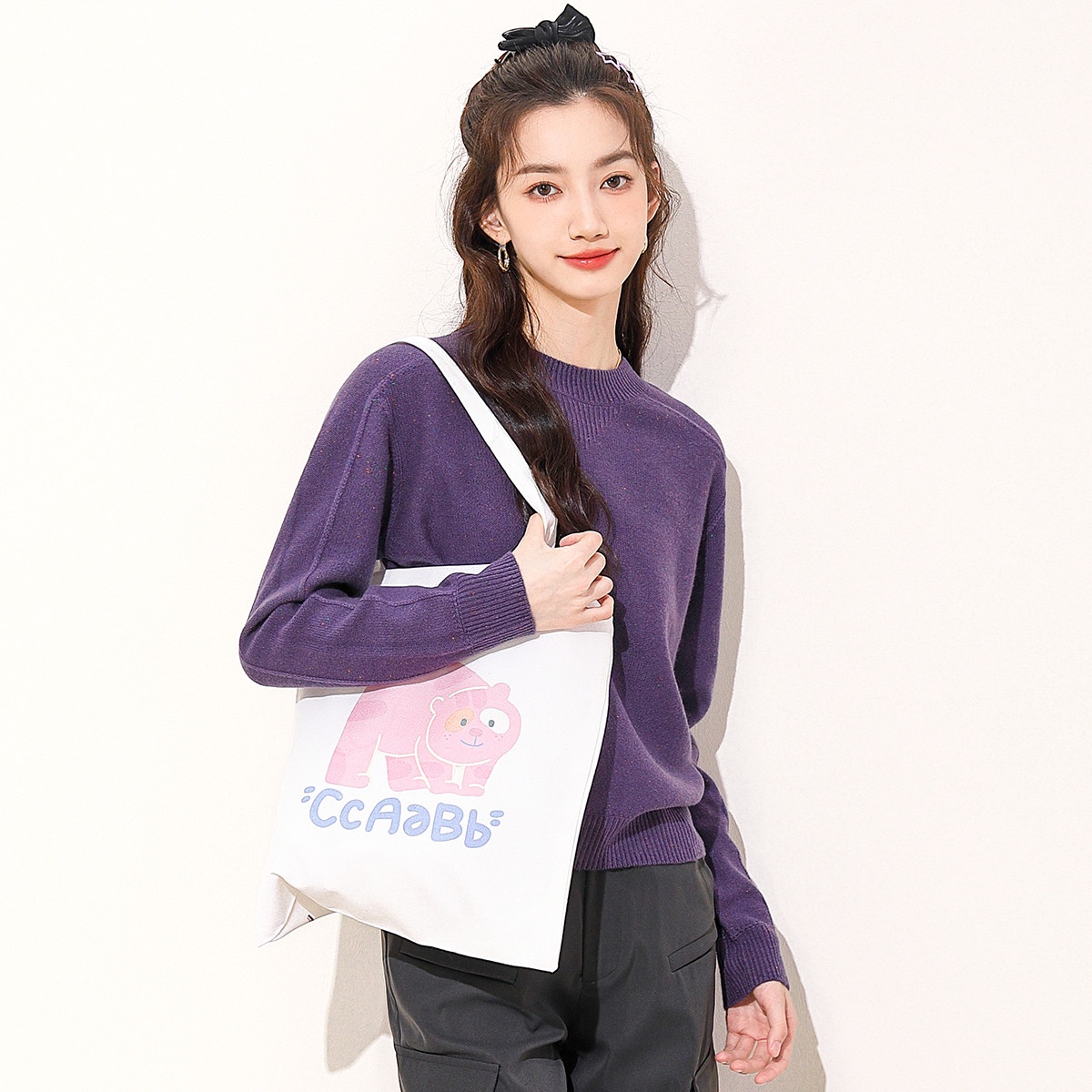 13841418.it ccaabb秋季点子纱女士毛衫圆领百搭长袖针织衫羊毛衫