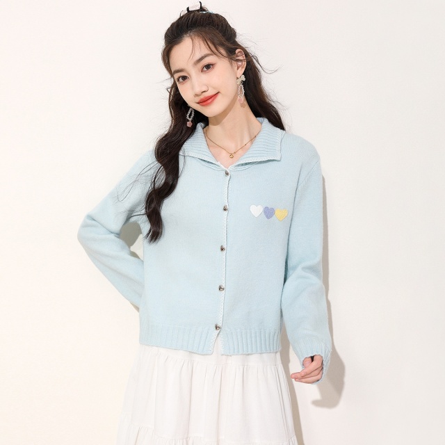 13841491.it ccaabb毛衣开衫女秋季翻领长袖外穿针织衫外套女