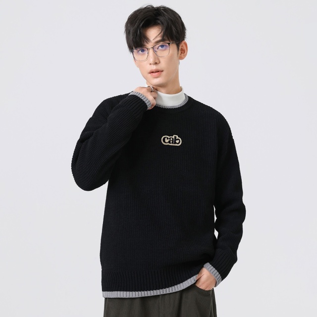 13841501.it ccaabb【撞色拼接】秋冬上衣男士毛衣休闲时尚落肩袖