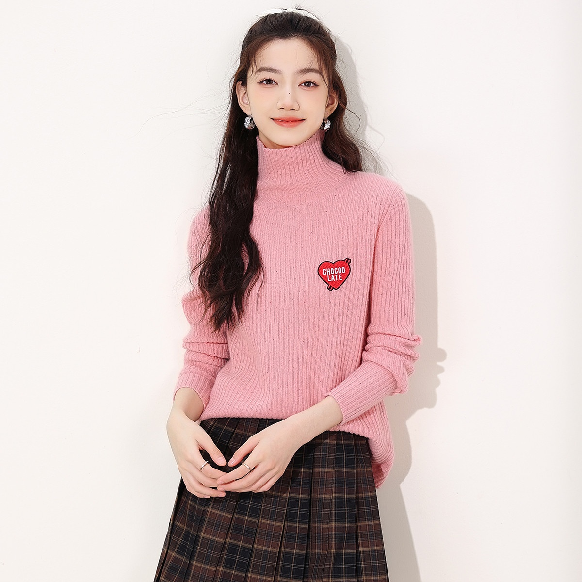 13841428.it CHOCOOLATE女式秋季高领时尚百搭针织衫纯羊毛