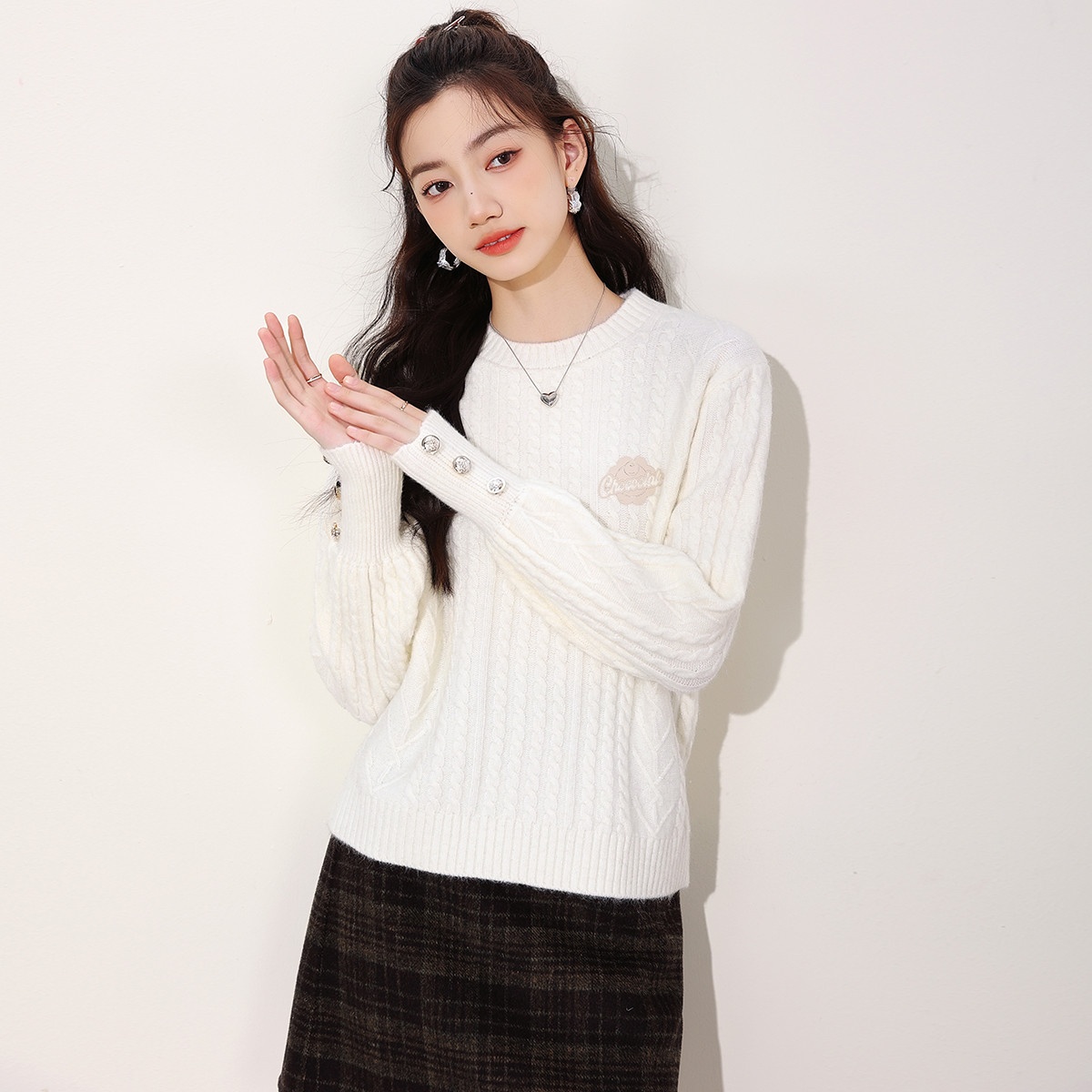 13841427.it CHOCOOLATE毛衣女秋季圆领长袖针织衫女
